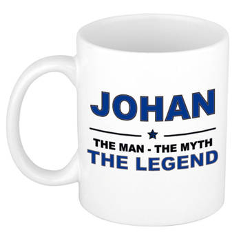 Naam cadeau mok/ beker Johan The man, The myth the legend 300 ml - Naam mokken