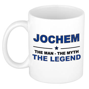 Naam cadeau mok/ beker Jochem The man, The myth the legend 300 ml - Naam mokken