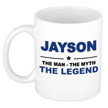 Naam cadeau mok/ beker Jayson The man, The myth the legend 300 ml - Naam mokken