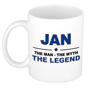 Naam cadeau mok/ beker Jan The man, The myth the legend 300 ml - Naam mokken