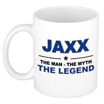 Naam cadeau mok/ beker Jaxx The man, The myth the legend 300 ml - Naam mokken
