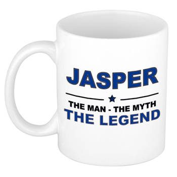 Naam cadeau mok/ beker Jasper The man, The myth the legend 300 ml - Naam mokken