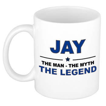 Naam cadeau mok/ beker Jay The man, The myth the legend 300 ml - Naam mokken