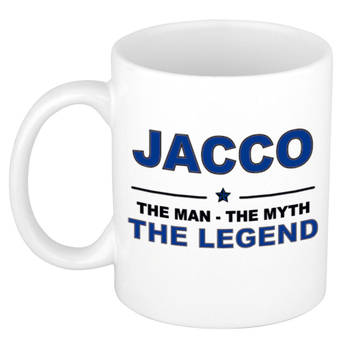 Naam cadeau mok/ beker Jacco The man, The myth the legend 300 ml - Naam mokken