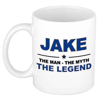 Naam cadeau mok/ beker Jake The man, The myth the legend 300 ml - Naam mokken