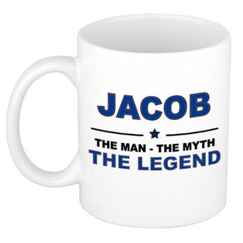 Naam cadeau mok/ beker Jacob The man, The myth the legend 300 ml - Naam mokken