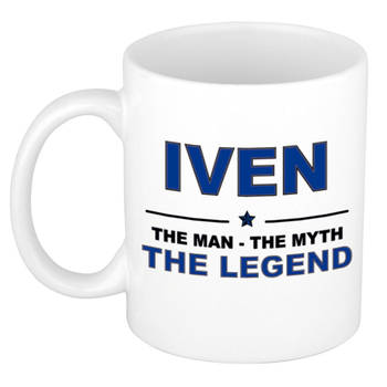 Naam cadeau mok/ beker Iven The man, The myth the legend 300 ml - Naam mokken