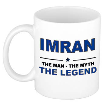 Naam cadeau mok/ beker Imran The man, The myth the legend 300 ml - Naam mokken