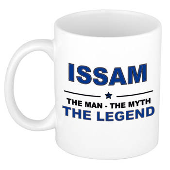 Naam cadeau mok/ beker Issam The man, The myth the legend 300 ml - Naam mokken