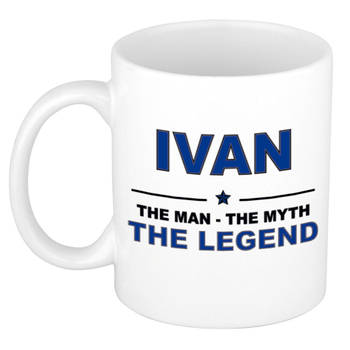 Naam cadeau mok/ beker Ivan The man, The myth the legend 300 ml - Naam mokken