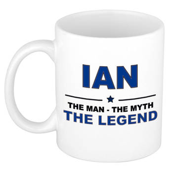 Naam cadeau mok/ beker Ian The man, The myth the legend 300 ml - Naam mokken