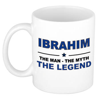 Naam cadeau mok/ beker Ibrahim The man, The myth the legend 300 ml - Naam mokken