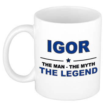 Naam cadeau mok/ beker Igor The man, The myth the legend 300 ml - Naam mokken