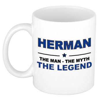 Naam cadeau mok/ beker Herman The man, The myth the legend 300 ml - Naam mokken