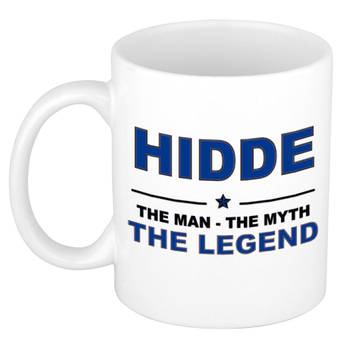 Naam cadeau mok/ beker Hidde The man, The myth the legend 300 ml - Naam mokken