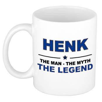 Naam cadeau mok/ beker Henk The man, The myth the legend 300 ml - Naam mokken