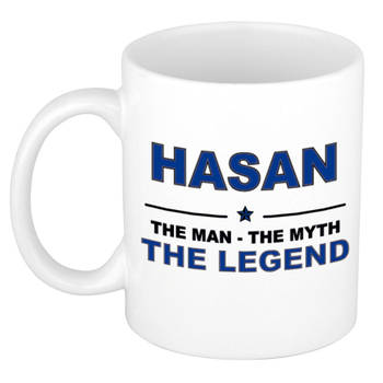 Naam cadeau mok/ beker Hasan The man, The myth the legend 300 ml - Naam mokken