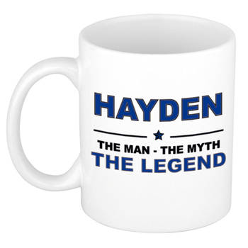 Naam cadeau mok/ beker Hayden The man, The myth the legend 300 ml - Naam mokken