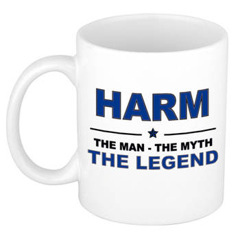 Naam cadeau mok/ beker Harm The man, The myth the legend 300 ml - Naam mokken
