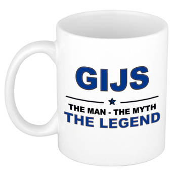 Naam cadeau mok/ beker Gijs The man, The myth the legend 300 ml - Naam mokken