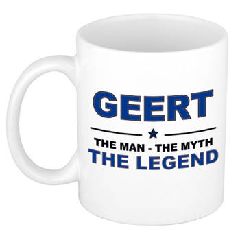 Naam cadeau mok/ beker Geert The man, The myth the legend 300 ml - Naam mokken