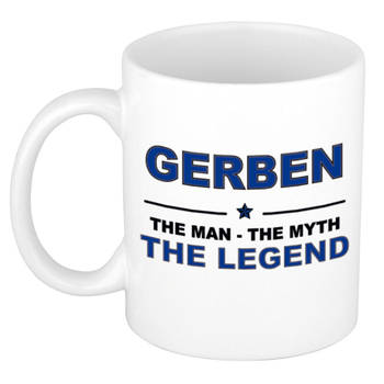 Naam cadeau mok/ beker Gerben The man, The myth the legend 300 ml - Naam mokken