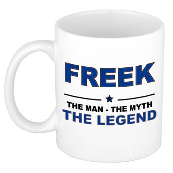 Naam cadeau mok/ beker Freek The man, The myth the legend 300 ml - Naam mokken