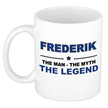 Naam cadeau mok/ beker Frederik The man, The myth the legend 300 ml - Naam mokken