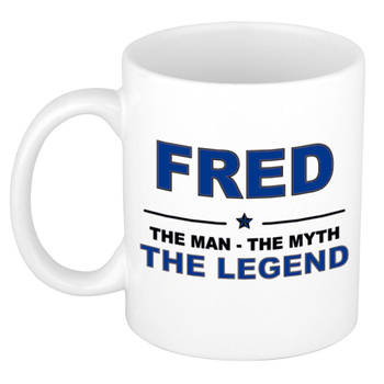 Naam cadeau mok/ beker Fred The man, The myth the legend 300 ml - Naam mokken