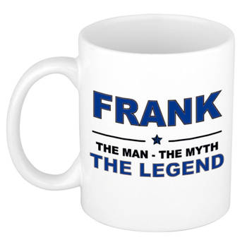 Naam cadeau mok/ beker Frank The man, The myth the legend 300 ml - Naam mokken