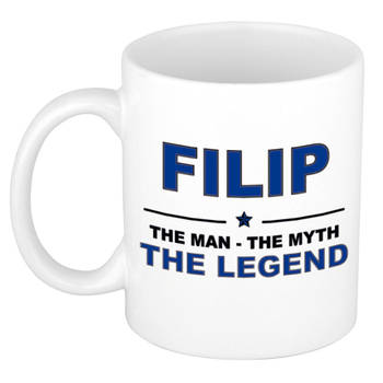 Naam cadeau mok/ beker Filip The man, The myth the legend 300 ml - Naam mokken