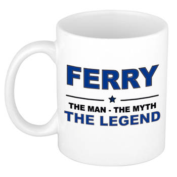 Naam cadeau mok/ beker Ferry The man, The myth the legend 300 ml - Naam mokken