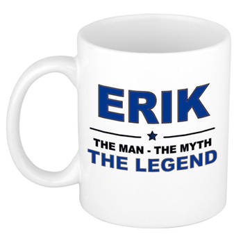 Naam cadeau mok/ beker Erik The man, The myth the legend 300 ml - Naam mokken