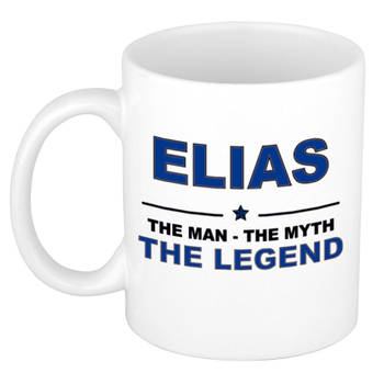 Naam cadeau mok/ beker Elias The man, The myth the legend 300 ml - Naam mokken