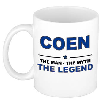Naam cadeau mok/ beker Coen The man, The myth the legend 300 ml - Naam mokken