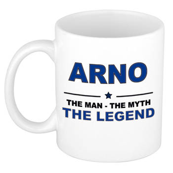 Naam cadeau mok/ beker Arno The man, The myth the legend 300 ml - Naam mokken
