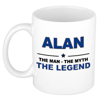 Naam cadeau mok/ beker Alan The man, The myth the legend 300 ml - Naam mokken