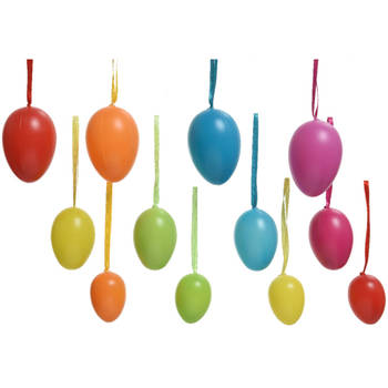 24x Paasversiering/paasdecoratie gekleurde eieren - Feestdecoratievoorwerp