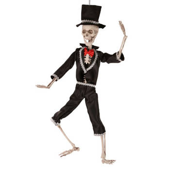 Hangende horror decoratie skelet 50 cm bruidegom - Halloween poppen