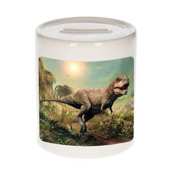 Foto stoere t-rex dinosaurus spaarpot 9 cm - Cadeau dinosaurussen liefhebber - Spaarpotten