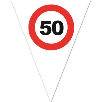 Leeftijd verjaardag vlaggenlijn met 50 jaar stopbord opdruk 5 meter - Vlaggenlijnen