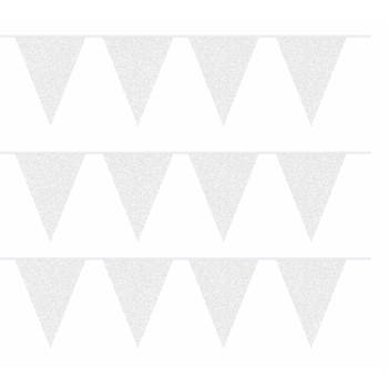 Set van 3x stuks witte vlaggenlijnen met glitters 10 meter - Vlaggenlijnen