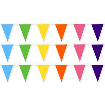 3x Gekleurde slinger van stof 10 meter feestversiering - Vlaggenlijnen
