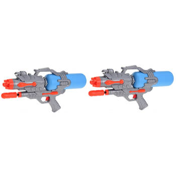 2x Waterpistolen/waterpistool oranje/blauw van 46 cm kinderspeelgoed - Waterpistolen