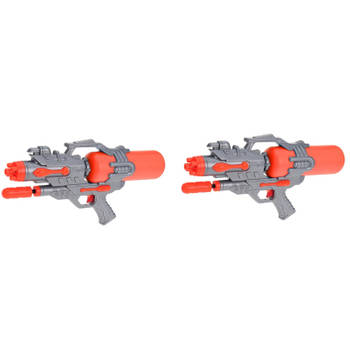2x Waterpistolen/waterpistool oranje van 46 cm kinderspeelgoed - Waterpistolen