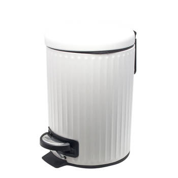 1x Witte badkamer/toilet vuilnisbakken/pedaalemmers RVS 3 liter 26 cm - Pedaalemmers