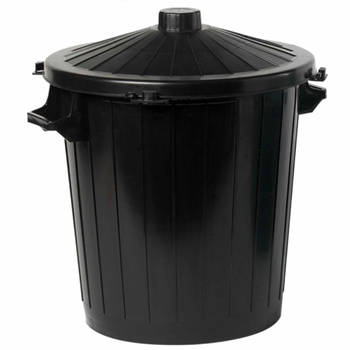 Afvalemmer/afvalbak zwart met deksel 80 liter - Prullenbakken