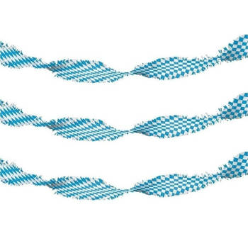 3x Bierfeest crepepapier slingers blauw/wit 6 meter - Feestslingers