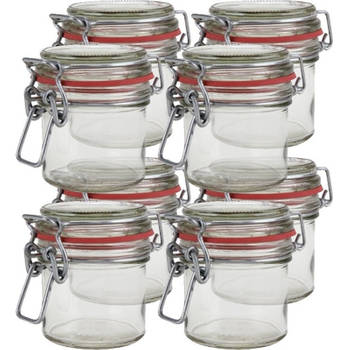 8x Glazen confituren mini pot/weckpot 100 ml met beugelsluiting en rubberen ring - Weckpotten