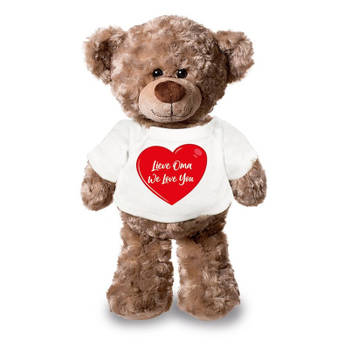 Lieve oma we love you pluche teddybeer knuffel 24 cm met wit t-s - Knuffelberen